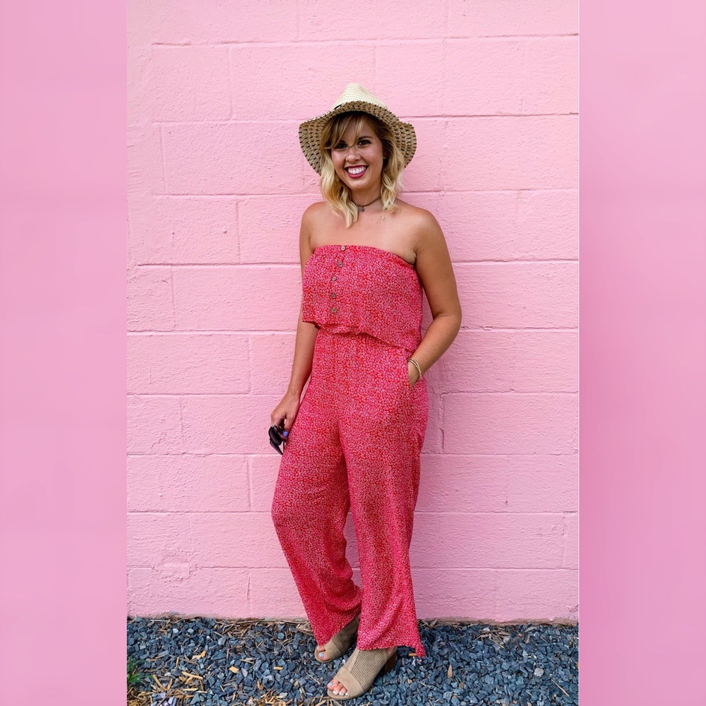 Strapless Red Jumpsuit